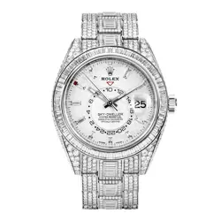 ROLEX SKY-DWELLER WATCH 42MM METEORITE DIAMOND INDEX MARKERS DIAL WHITE GOLD