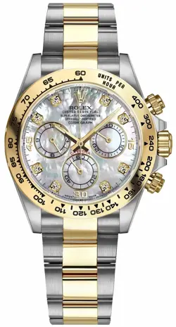 ROLEX COSMOGRAPH DAYTONA MOTHER OF PEARL DIAL GOLD & STEEL AUTOMATIC MENS WATCH