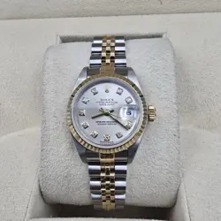 PAPERS ROLEX DATEJUST GOLD STEEL FACTORY RHODIUM DIAMOND DIAL JUBILEE 26MM 79173