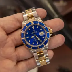 ROLEX 16613 SUBMARINER P SERIAL 40MM TWO TONE GOLD THRU CLASP SEL WATCH