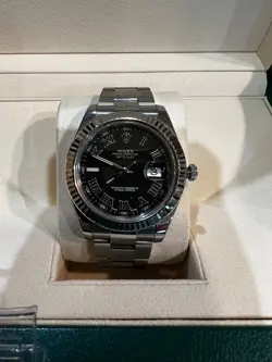 ROLEX DATEJUST 116334 SILVER OYSTER BRACELET WITH DIAMOND FLUTED BEZEL