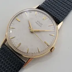 MENS ROLEX PRECISION REF 8961 34MM 18K SOLID GOLD 1950S MANUAL VINTAGE RA463