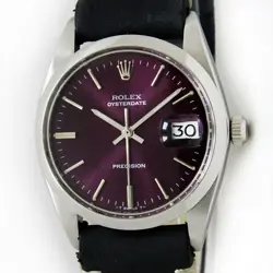 VINTAGE ROLEX OYSTER DATE SUNBURST PURPLE 34MM MEN STEEL WATCH 6694