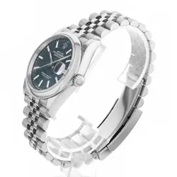 ROLEX DATEJUST 36 126200 GREEN PALM MOTIF BAR 5 ROW JUBILESS 127305