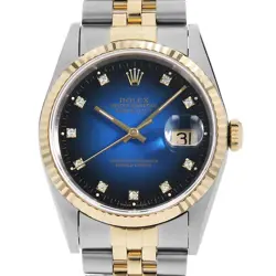 ROLEX DATEJUST 10P DIAMOND 16233G BLUE GRADATION X NUMBER SECOND HAND MENS