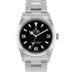 ROLEX EXPLORER 14270 BLACK ARABIC STEEL OYSTER AUTOMATIC MENS WATCH