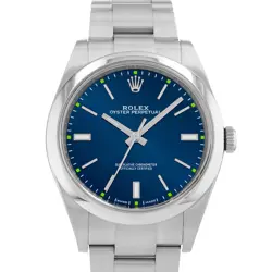 ROLEX OYSTER PERPETUAL 114300 39MM BLUE INDEX STEEL OYSTER MENS WATCH
