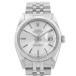 ROLEX DATEJUST 36 1603 SILVER INDEX STEEL JUBILEE FLUTED MENS WATCH