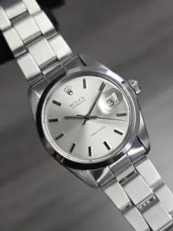 ROLEX OYSTER DATE 6694 STAINLESS STEEL SILVER INDEX DIAL MEN'S WATCH 34MM