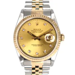 ROLEX 16233G DATEJUST CHAMPAGNE GOLD WITH 10 DIAMONDS #KN359