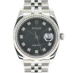 ROLEX 116234G DATEJUST BLACK DIAMOND COMPUTER MEN'S #KN193