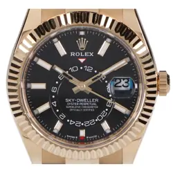 ROLEX 336238 SKY-DWELLER YG BRIGHT BLACK DIAL MECHANICAL AUTOMATIC WATCH