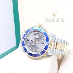 Rolex 40mm 18K Half Yellow Gold Grey Serti Diamonds Dial Submariner REF: 16613