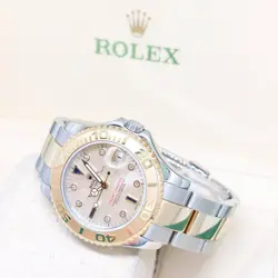 ROLEX 35MM 18K HALF YELLOW GOLD MOP SERTI DIAMONDS YACHTMASTER REF: 168623 (A)