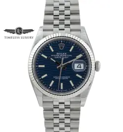 NEW MEN'S ROLEX DATEJUST 126234 STAINLESS STEEL 36MM BLUE MOTIF DIAL BOX & CARD