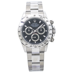 ROLEX DAYTONA 116520 AUTO STAINLESS STEEL REHAUT BLACK DIAL MEN'S WATCH 40MM