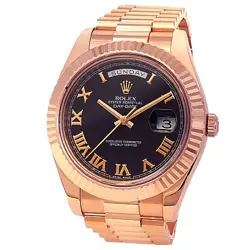 ROLEX DAY-DATE II 18K ROSE GOLD PRESIDENT AUTOMATIC BLACK MEN'S WATCH 218235