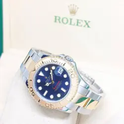 ROLEX 35MM OYSTER PERPETUAL 18K HALF GOLD BLUE DIAL YACHTMASTER REF: 168623 (16)