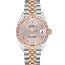 ROLEX DATEJUST 28 ROSE ROLESOR ROMAN ROSE DIAL LADIES WATCH 279171