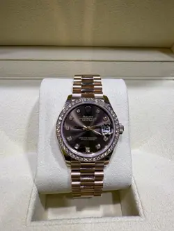 ROLEX DATEJUST 31 DIAMOND BEZEL 18K EVEROSE GOLD PREOWNED 2022 JUBILEE 278285RBR