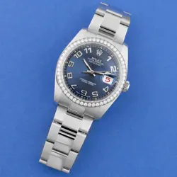 ROLEX DATEJUST 36 116244, STEEL & WHITE GOLD, BLUE CONCENTRIC ARABIC DIAL, OY...
