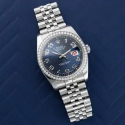 ROLEX DATEJUST 36 116244, STEEL & WHITE GOLD, BLUE CONCENTRIC ARABIC DIAL, JU...