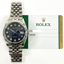 2019 ROLEX DATEJUST 36 126234, STEEL & WHITE GOLD, BLUE JUBILEE DIAMOND, BOX ...