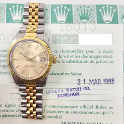 1988 ROLEX DATEJUST 36 16013, STEEL & GOLD, CHAMPAGNE DIAL, BOX & PAPERS