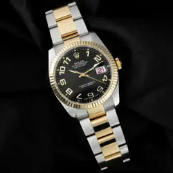 ROLEX DATEJUST 36, 116233, PAPERS, STEEL & YELLOW GOLD, BLACK CONCENTRIC ARAB...