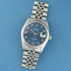 ROLEX DATEJUST 36 16234, STEEL & WHITE GOLD, BLUE ARABIC DIAL, JUBILEE BRACEL...