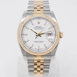 2018 ROLEX DATEJUST 36 116233 GOLD & STEEL WRISTWATCH - WHITE DIAL, JUBILEE -...