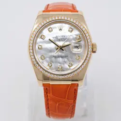 ROLEX DATEJUST 36 116188 YELLOW GOLD WRISTWATCH - MOTHER OF PEARL DIAMOND, LE...