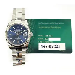 2021 ROLEX DATEJUST 36 126234, STEEL & WHITE GOLD, BRIGHT BLUE DIAL, BOX & PA...