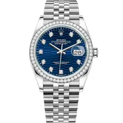 ROLEX DATEJUST 36 126284RBR BRIGHT BLUE FLUTED MOTIF DIAMOND, JUBILEE - PRE-O...