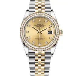 ROLEX DATEJUST 36 126283RBR, STAINLESS STEEL & YELLOW GOLD, CHAMPAGNE DIAMOND...