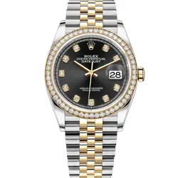 ROLEX DATEJUST 36 126283RBR WRISTWATCH - BRIGHT BLACK DIAMOND, JUBILEE