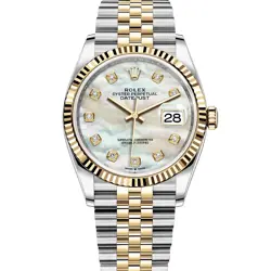 ROLEX DATEJUST 36 126233, STEEL & YELLOW GOLD, MOTHER OF PEARL DIAMOND, BOX &...