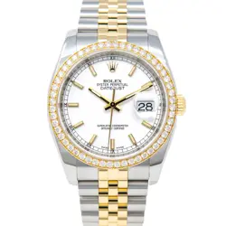 ROLEX DATEJUST 36 STEEL & GOLD 116243 WHITE, JUBILEE