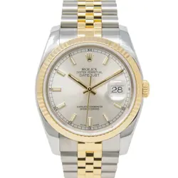ROLEX DATEJUST 36 GOLD & STEEL 116233 SILVER INDEX, JUBILEE - PRE-OWNED