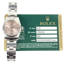 2007 ROLEX OYSTER PERPETUAL 176200, 26MM, STEEL, PINK ARABIC DIAL, BOX & PAPERS