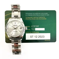 2023 ROLEX LADY-DATEJUST 279160, 28MM, STEEL, SILVER DIAL, BOX & PAPERS