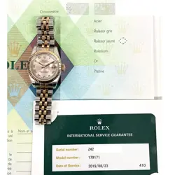 2007 ROLEX LADY-DATEJUST 26 179171, STEEL & ROSE GOLD, ROSE ROMAN, BOX & PAPERS
