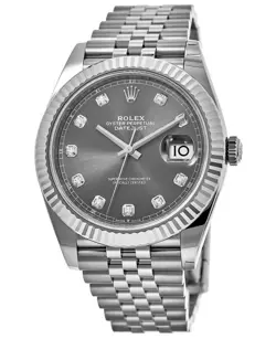 NEW ROLEX DATEJUST 41 STEEL & WHITE GOLD RHODIUM MEN'S WATCH M126334-0006