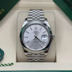 ROLEX DATEJUST 41 NEW 2025 SILVER INDEX DIAL STAINLESS STEEL SMOOTH BEZEL OYSTER