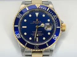 ROLEX 16613 BLUE DIAL SUBMARINER OYSTER PERPETUAL DATE 41MM WATCH (AP1068409)