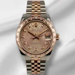 ROLEX DATEJUST 31MM MIDSIZE STEEL 18K ROSE GOLD DIAMOND LADIES WATCH 178341