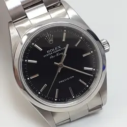 ROLEX AIR KING PRECISION 34 MM BLACK DIAL OYSTER STEEL WATCH 14000 A SERIES 1999