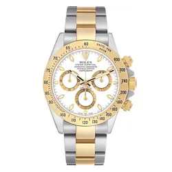 ROLEX 40MM DAYTONA 18K GOLD / STEEL WATCH WITH COSMOGRAPH WHITE DIAL. (116523)
