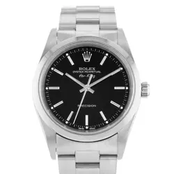 ROLEX AIR-KING 14000M 34MM BLACK INDEX STEEL OYSTER LADIES WATCH