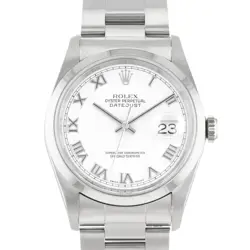 ROLEX DATEJUST 36 16200 WHITE ROMAN STEEL OYSTER AUTOMATIC MENS WATCH